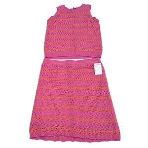 NEW Freshman 1996 Junior Pink Knitted Sleeveless Top With Skirt 2Pcs Set Size XL